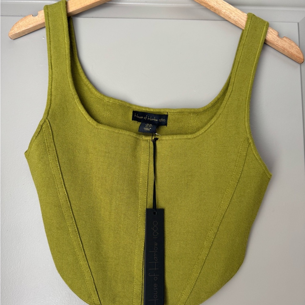 House of Harlow 1960 Green Fitted Corset Tank Top